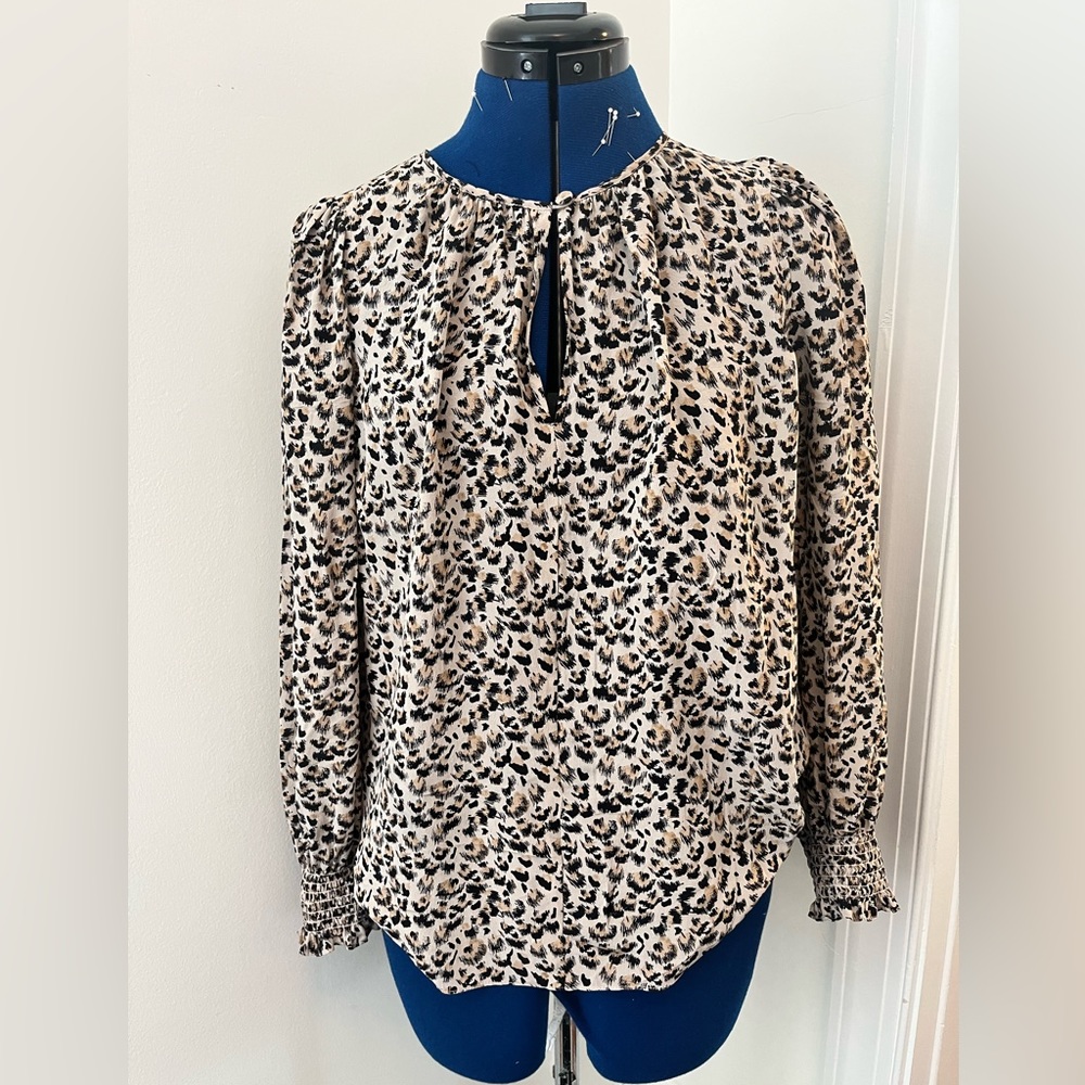 Rebecca Taylor cheetah print silk blouse, size 8